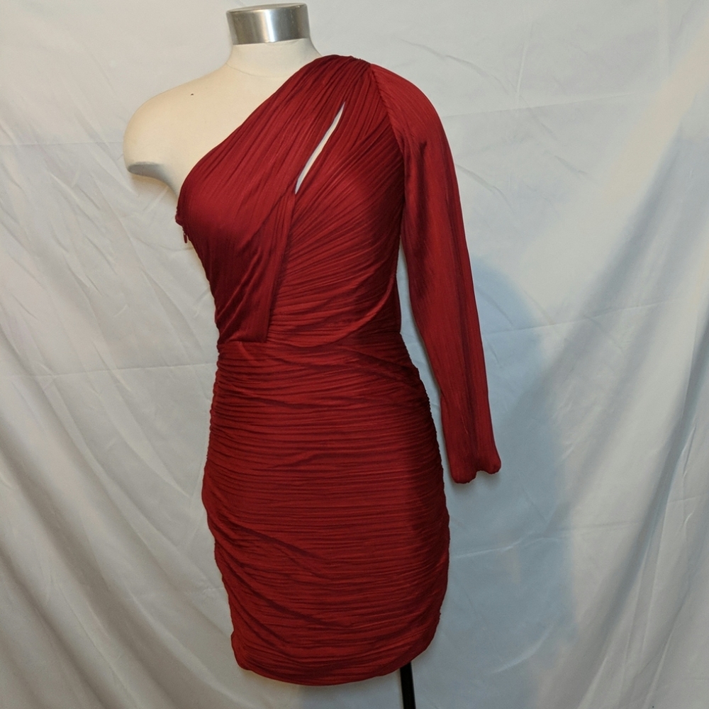 Halston Heritage one shoulder ruched dress